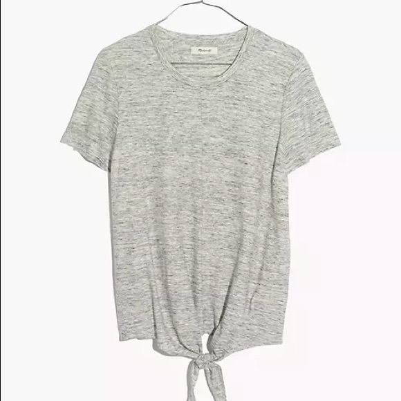 Grey Tie-Front Tee | Madewell | Size XXS - Picture 4 of 7